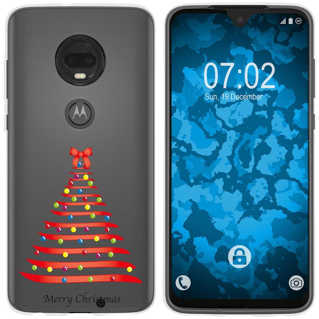 PhoneNatic Case kompatibel mit Motorola Moto G7 Plus Silikon-Hülle X Mas Weihnachten Weihnachtsbaum M1