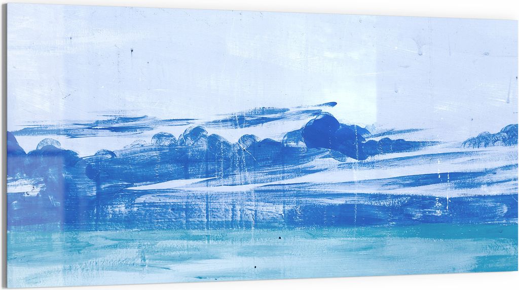 DEQORI Glasbild Echtglas 100x50 cm 'Winterseelandschaft' Wandbild Bild modern Deko