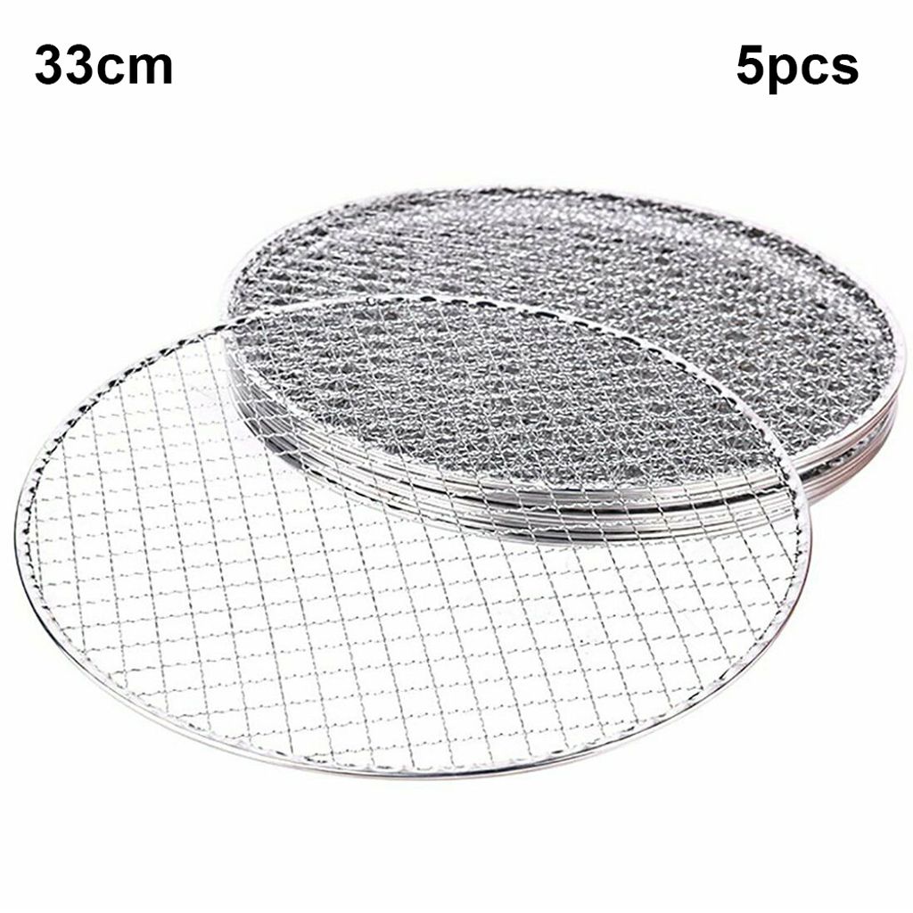5 Stück / Set Runder Einweg-Grillrost Braten Netzrost Grill Backform 33cm 33cm 390g