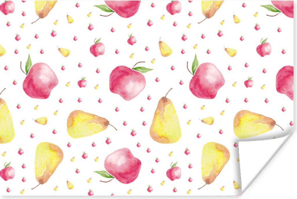 MuchoWow Poster Birnen - Äpfel - Aquarell 120x80 cm - Bilder