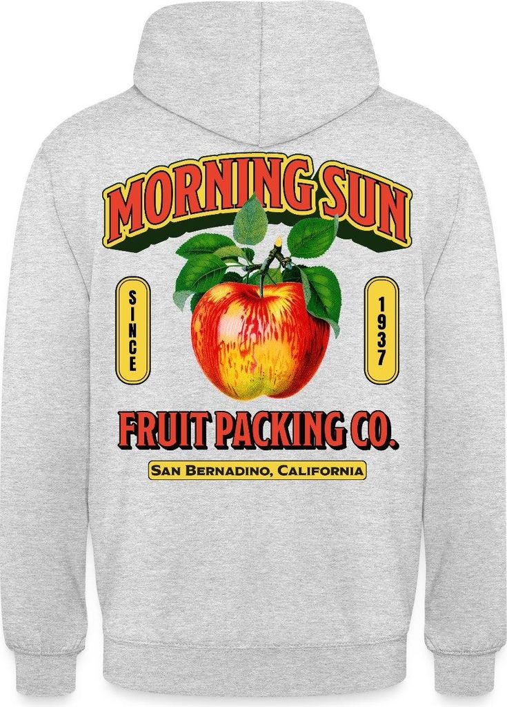 Spreadshirt Retro Apfel Print Uni Hoodie, 4XL, Hellgrau meliert