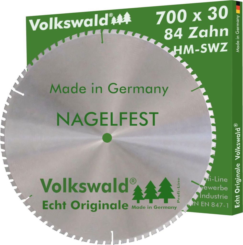 Volkswald HM-Sägeblatt SWZ 700 x 30 mm Z= 84 SUPER nagelfest Ersatzsägeblatt für Bauholz Naturholz Brennholz Hartholz Schalholz Faserplatten ...