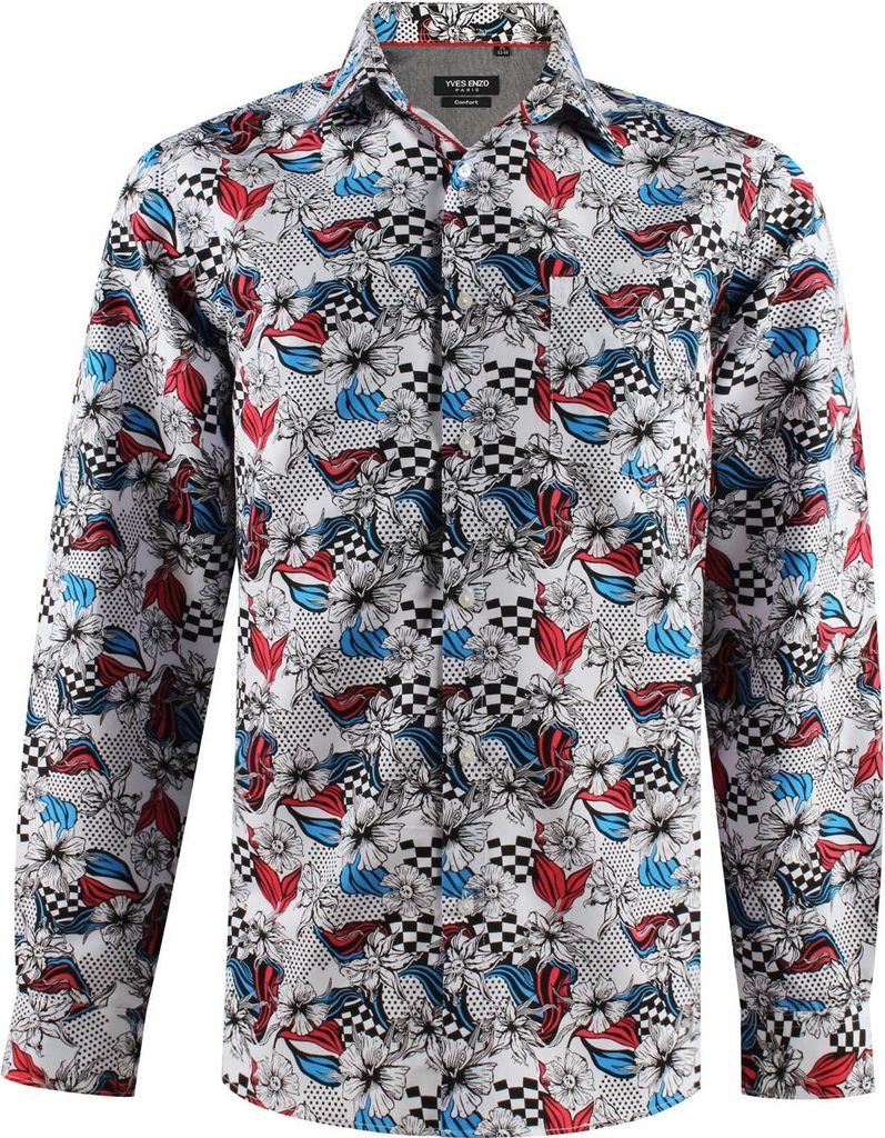 Yves Enzo Herrenhemd Weiß mit IMMORTAL-Print 207-2 L