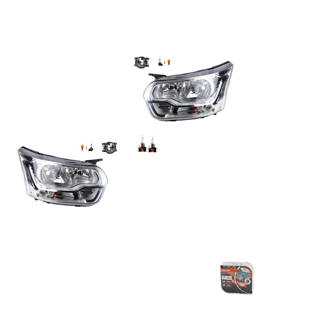 Johns, Scheinwerfer Satz + Osram Night Breaker Laser passend für Ford Transit 13 08/13-5 8200074008 6202E1 00006202E1 6710027 0000620639 620639 00...
