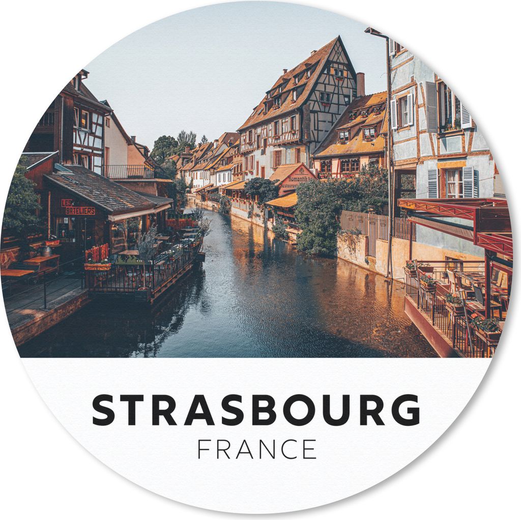 MuchoWow Mauspad Mousepad Frankreich - Wasser - Cafe - Straßburg 30x30 cm - Mousepads - Maus Mat - Pad - Mausunterlage - Tischunterlage - Schrei...