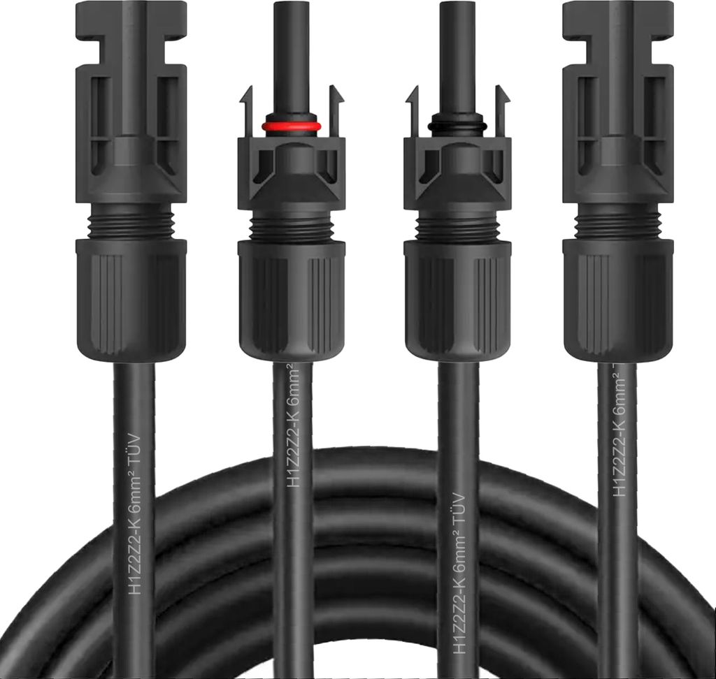 Solar Verlängerungskabel Kabel für Solarmodule Solarkabel mit Stecker 4mm² 6mm²Kabelquerschnitt:6mm²;Länge:2x 7m incl. Stecker