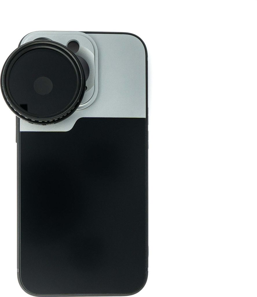 SYSTEM-S ND Vario Filter 37 mm 2 bis 4000 Neutraldichte mit Hülle für iPhone 13 Pro