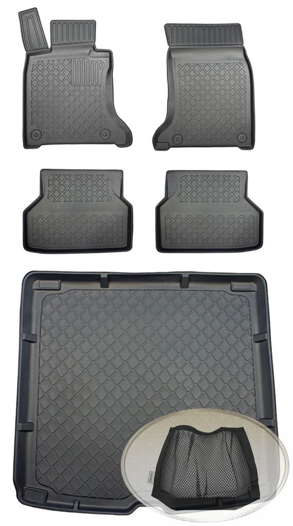 SET Kofferraumwanne Gummifußmatten für BMW 5er i xDrive 4WD Allradantrieb E61 Touring Kombi 5-türer 2008-2010