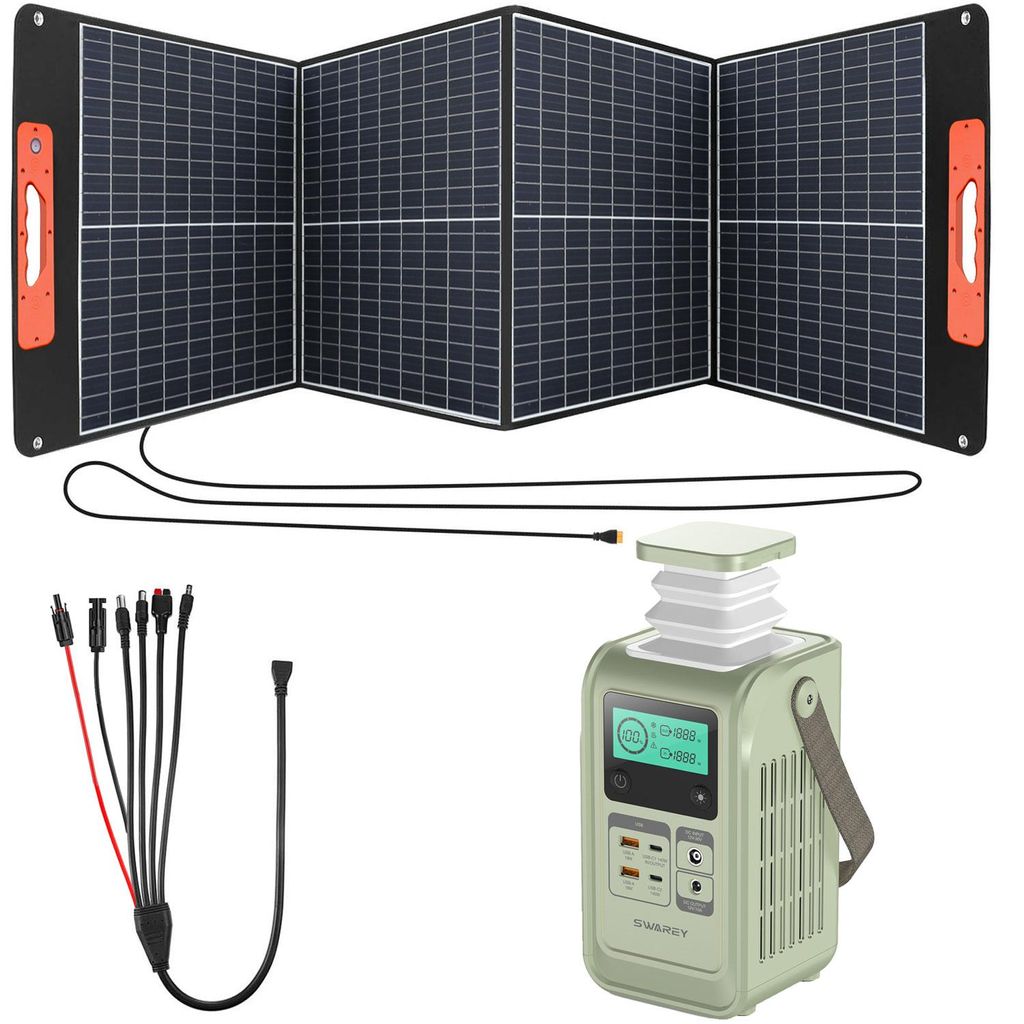 SWAREY S200 140W(180W Spitzen) DC Powerstation mit 100W Solarpanel, 192Wh LiFePO4 Akku Powerbank Solargenerator Solarspeicher mit Schnellladung