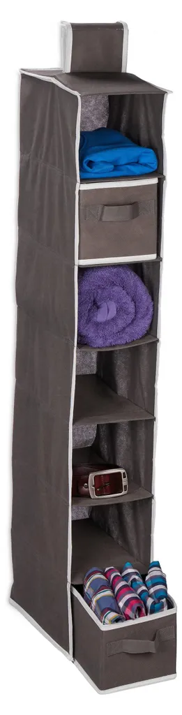 Armoire suspendue 7 compartiments en tissu anthracite 106x16,5x31 cm