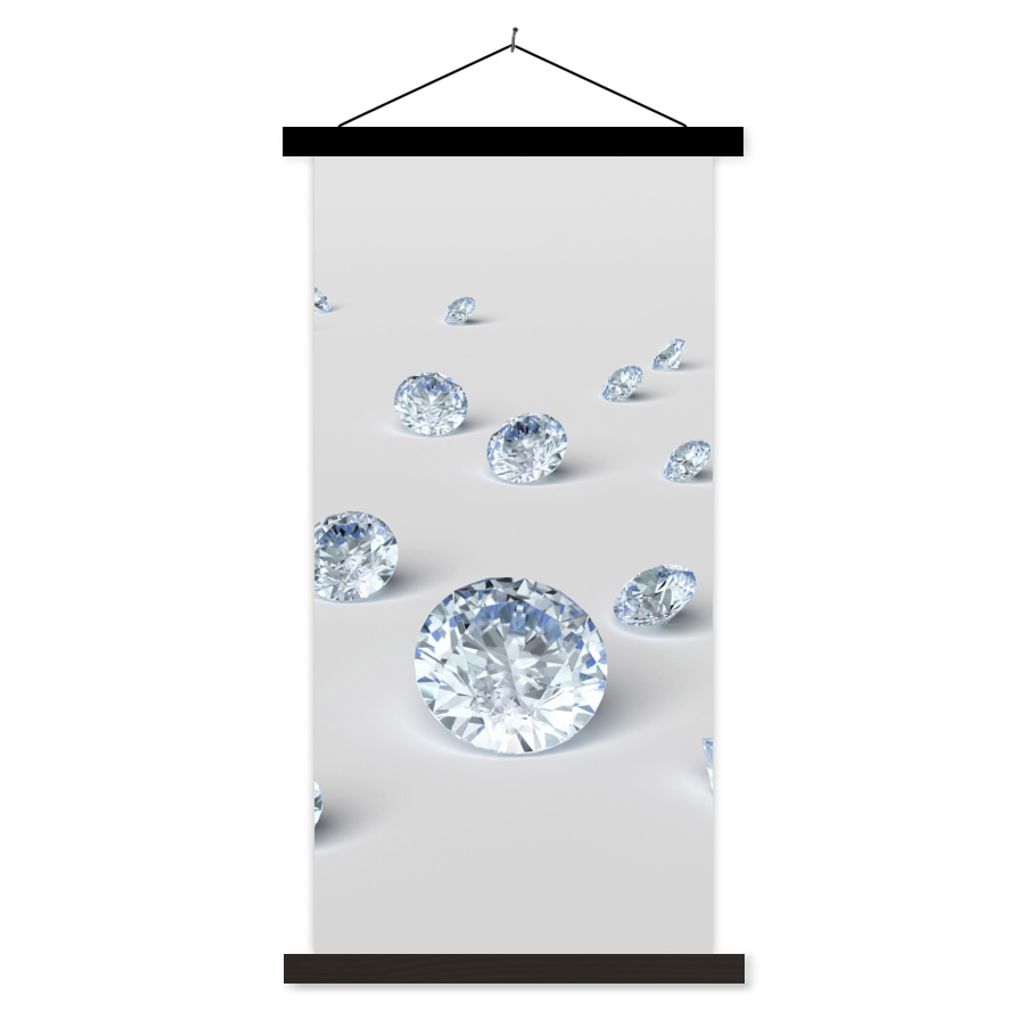 MuchoWow Textilposter Eine Illustration von Edelsteinen auf einem weißen Hintergrund 40x80 cm mit schwarzem Rahmen - Wandemalerei