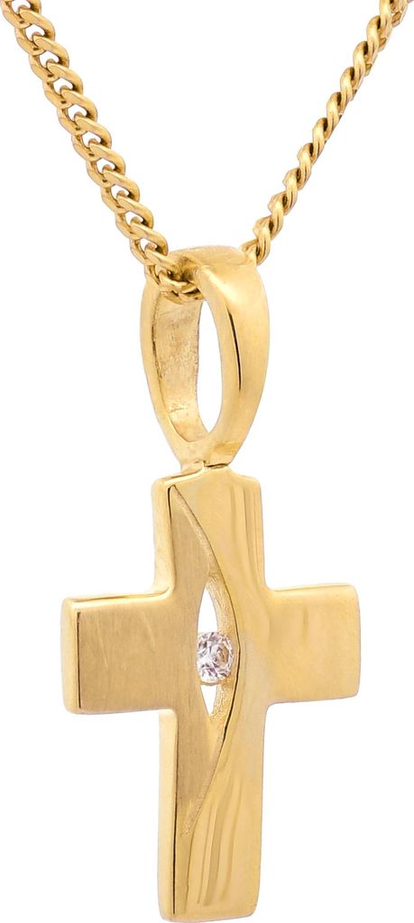 Gold Anhänger Kreuz Zirkonia mit Goldkette  333-8 Karat Produktbild 