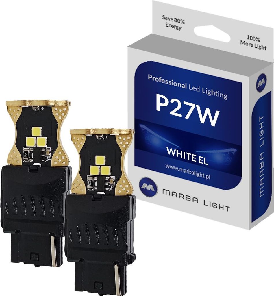 P27W LED-Lampen 9 LED 9-24 V MLEC Weiß 6000 K