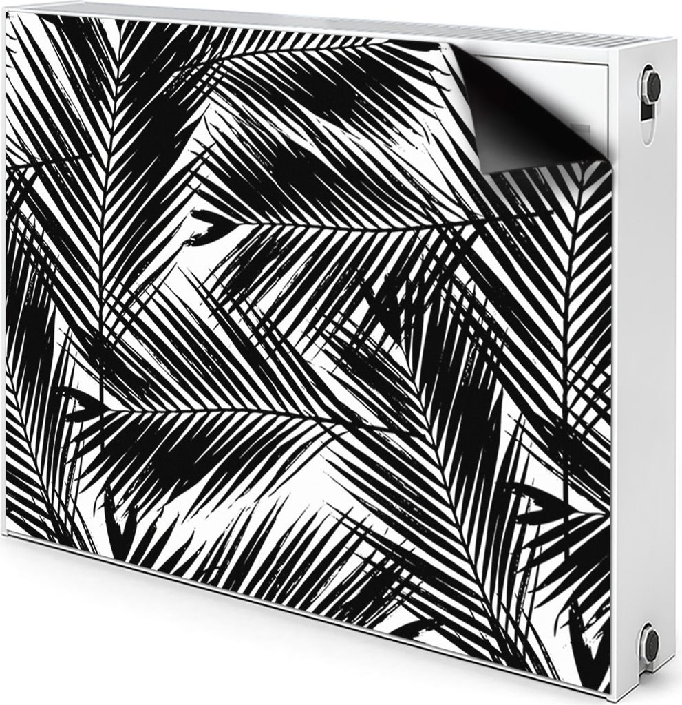 Magnet Heizkörperabdeckung Heizkörperverkleidung Verkleidung Abdeckung 80x60 cm - Schwarz, Blätter, Palmen