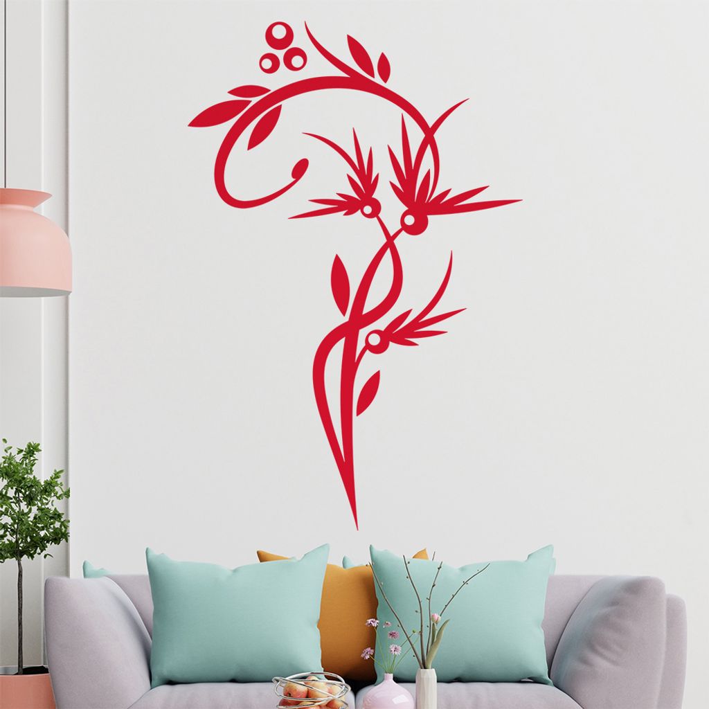 Schöne Blüten Ranke Wandtattoo in 6 Größen - Wandaufkleber Wall Sticker - Dekoration, Küche, Wohnzimmer, Schlafzimmer, Badezimmer