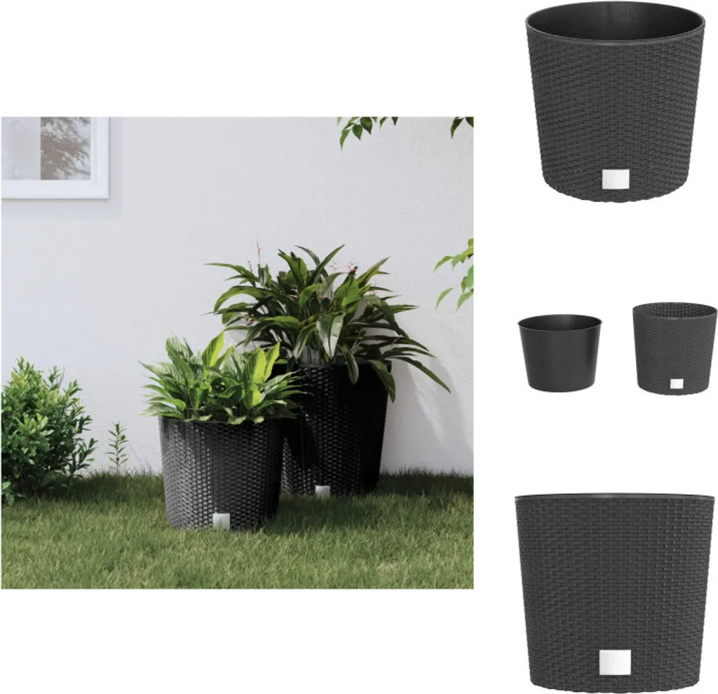 Grand pot de fleurs avec réservoir amovible 15,3L pour jardin et balcon