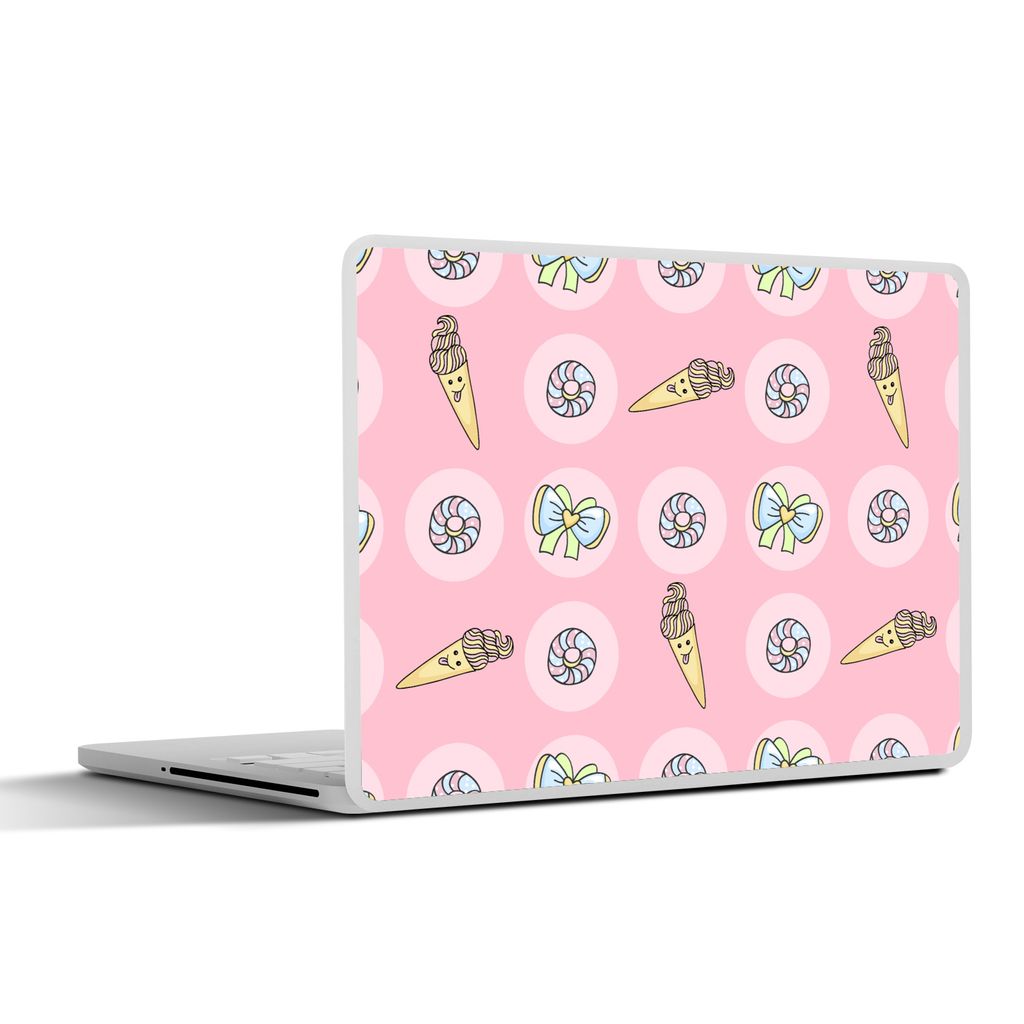 MuchoWow Laptop Aufkleber Sticker Cover Donuts - Kawaii - Muster - Pastell 36.5x27.5 cm - Laptop-Sticker