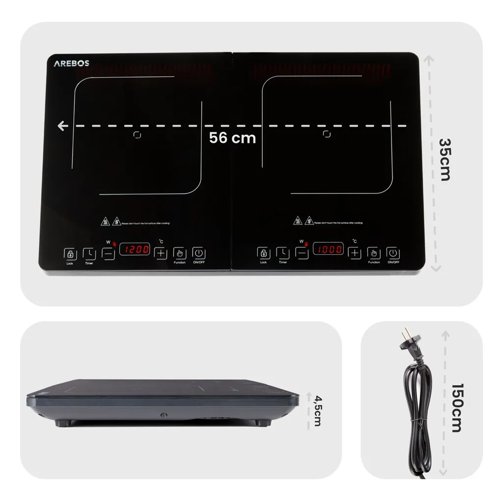 Plaque Induction Double Tactile 3500W Efficace - Design Slim et Timer - 9