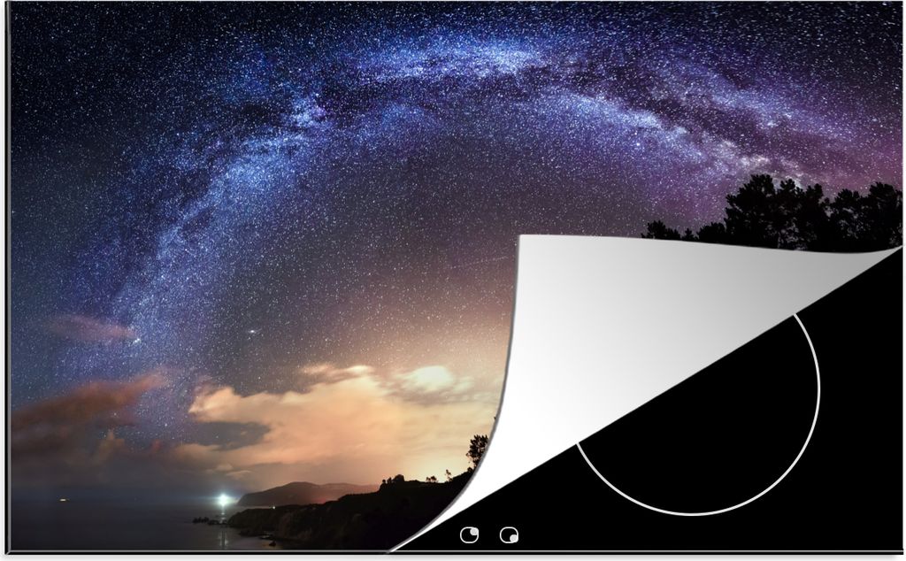 KitchenYeah Herdabdeckplatte Die Milchstraße über Spanien , 89x51cm, Küche Deko, Glaskeramikfeld Herdabdeckung, Abdeckplatte fùr Kochfeld