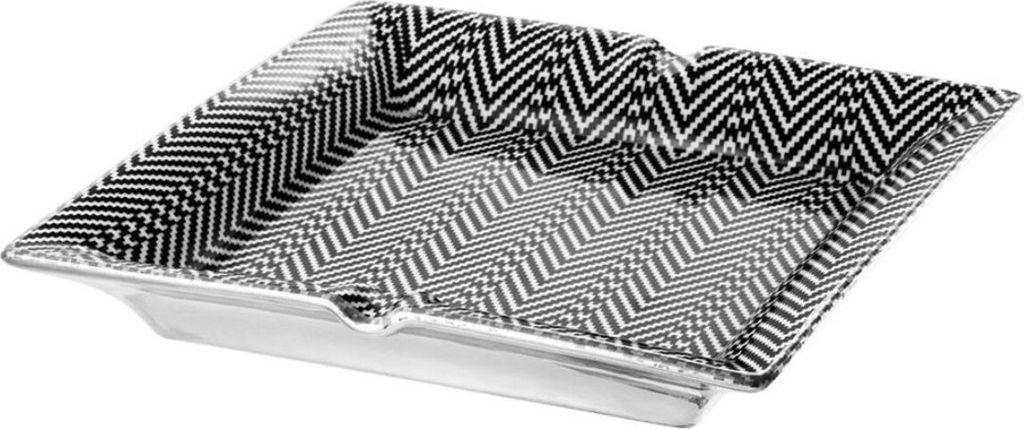 Casa Padrino Porzellan Aschenbecher Schwarz / Weiß 24 x 24 x H. 3 cm - Luxus Qualität