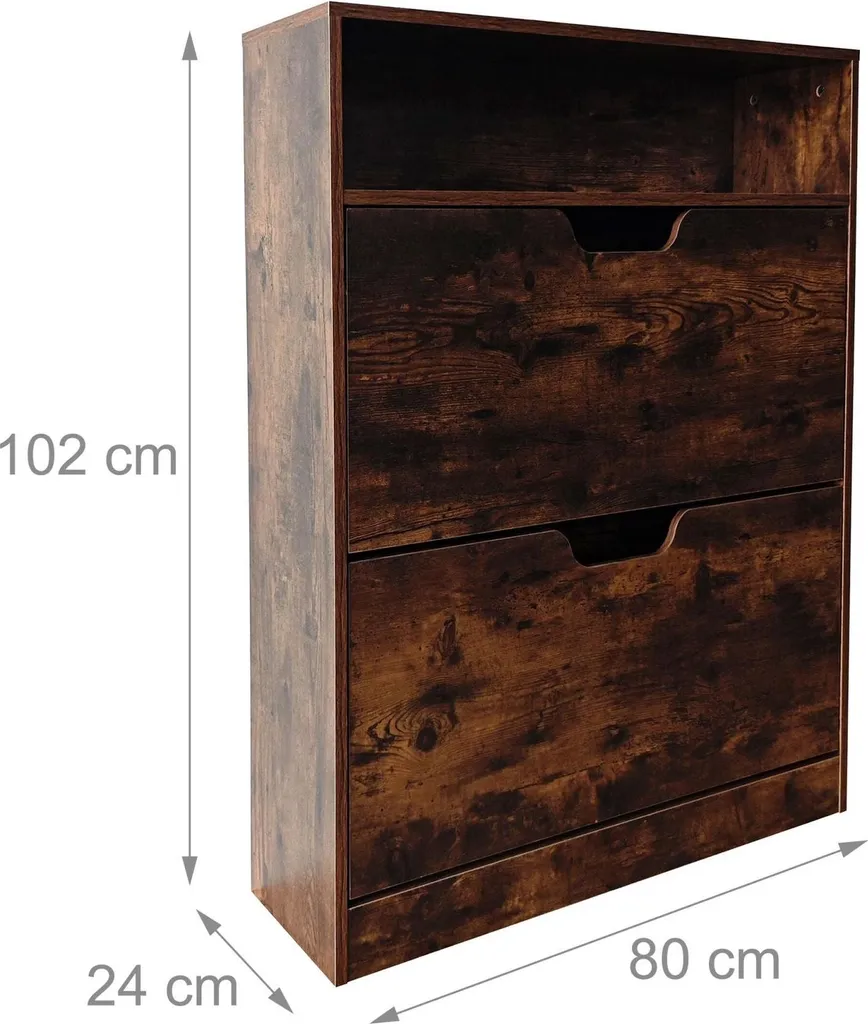 Armoire à chaussures gain de place avec abattants et rangement modulable