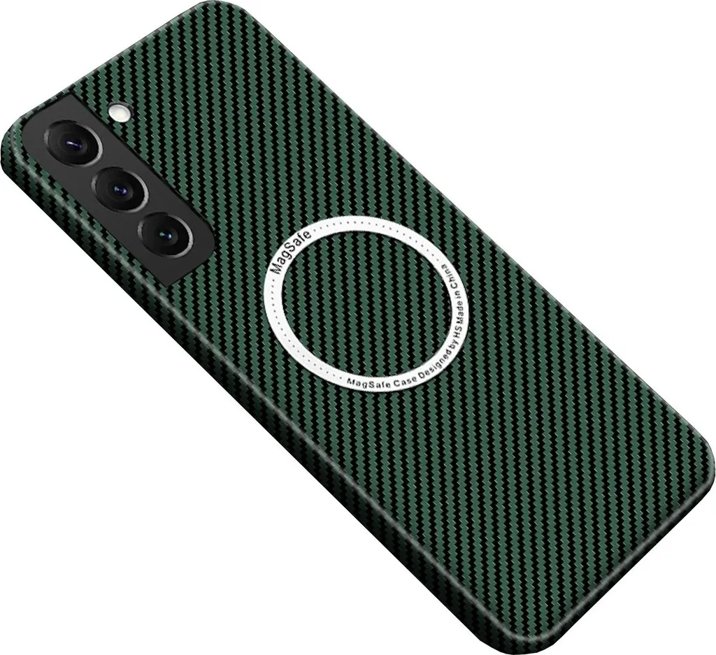 Cover MagSafe Samsung Galaxy S25 Plus Texture Carbonio Verde 5G