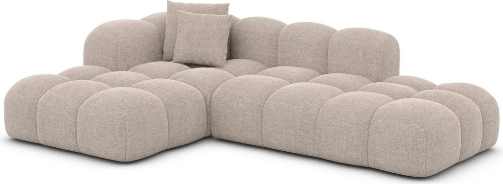 Strukturstoff L-Form Lounge Sofa Valora Beige Links