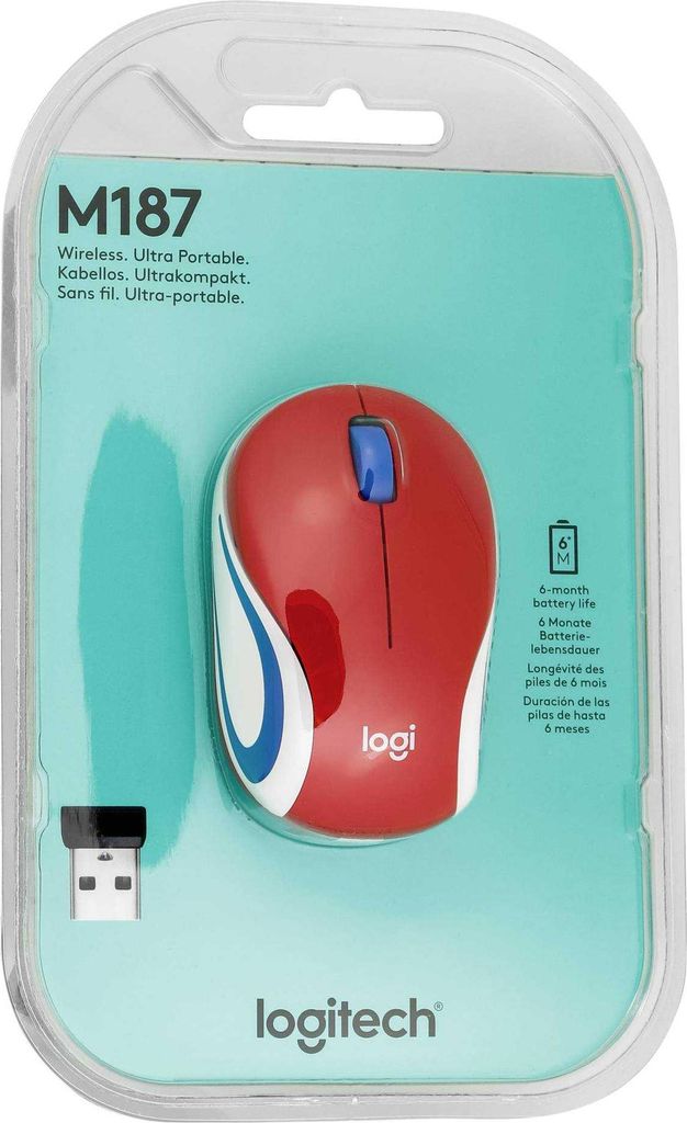 Logitech M187 - Maus - optisch - 3 Tasten - kabellos - 2.4 GHz