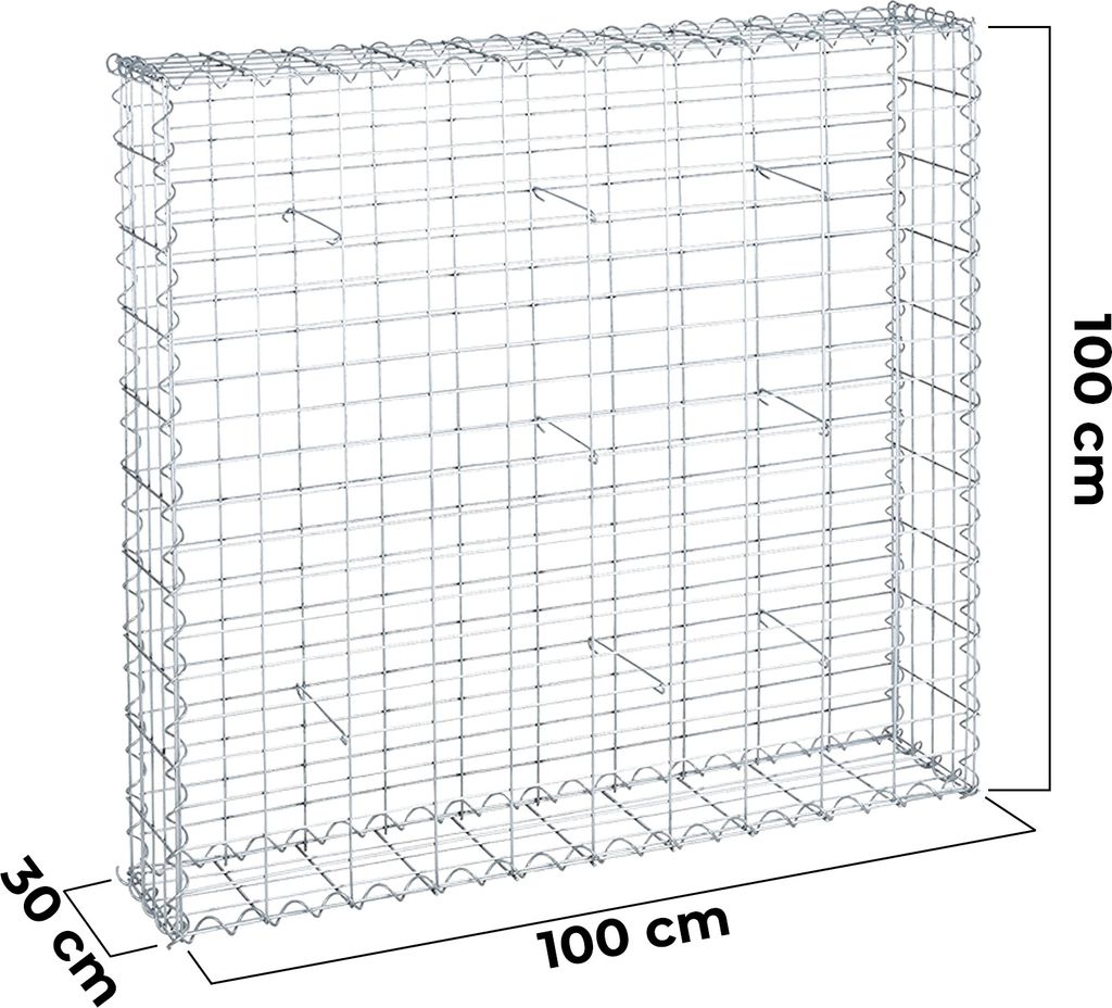 Gabionen 3,5 mm Spiralverbindungen Distanzhalter verzinkt Steinkörbe Steinzaun Steinkorb Gabionenkörbe Steingabionen Größe: 100x100x30cm Menge:...