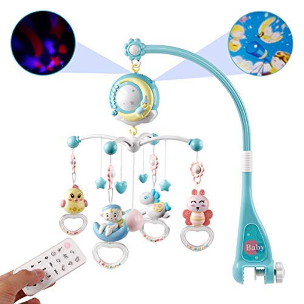 TOP Baby Babybett Bettglocke Mobile Spieluhr mit Projektor Schlafmusik Spielzeug 