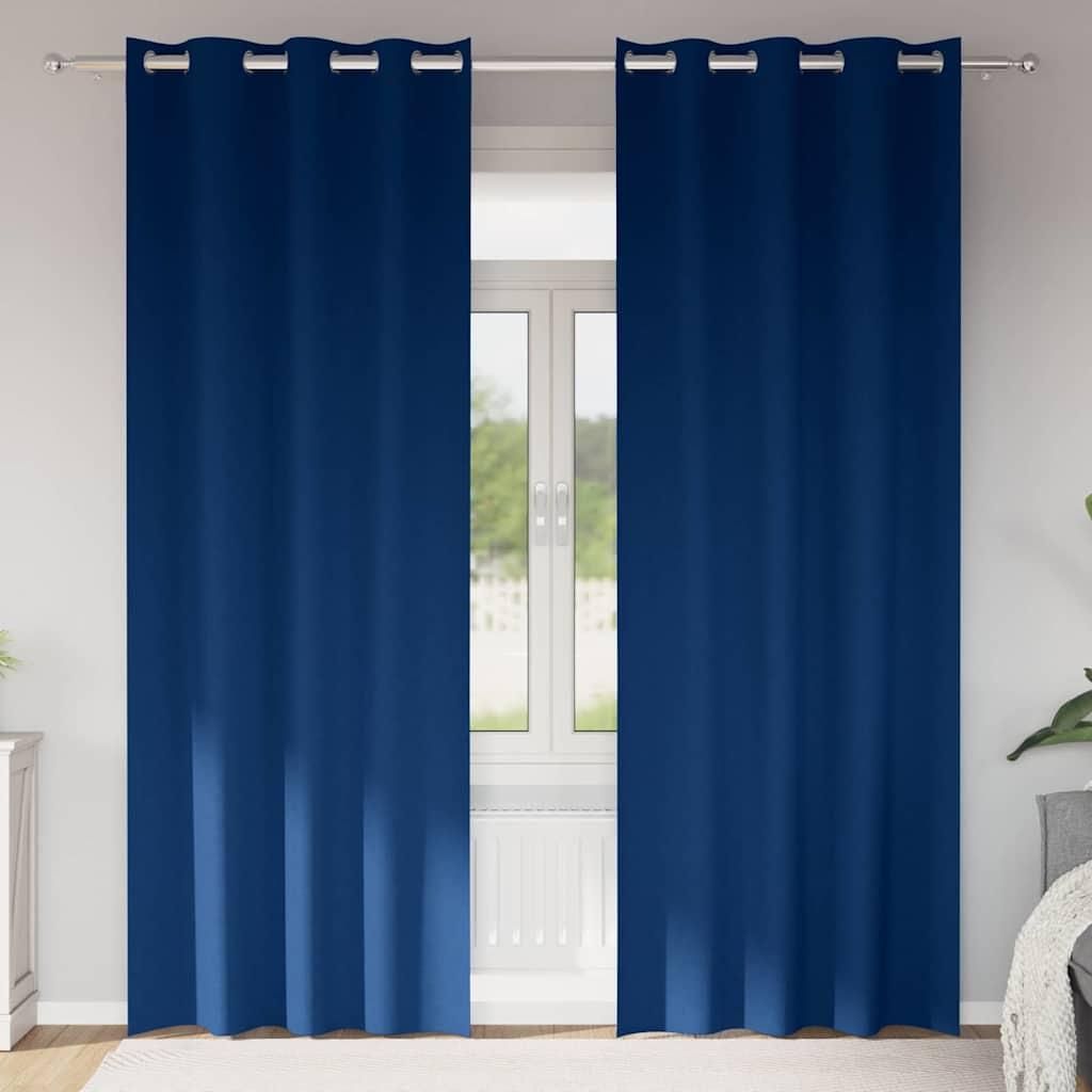 Möbel Vorhänge mit Vorhängen 2 pcs Dunkelblau 225 x 140 cm Polyester - Gardinen & Vorhänge 4107365