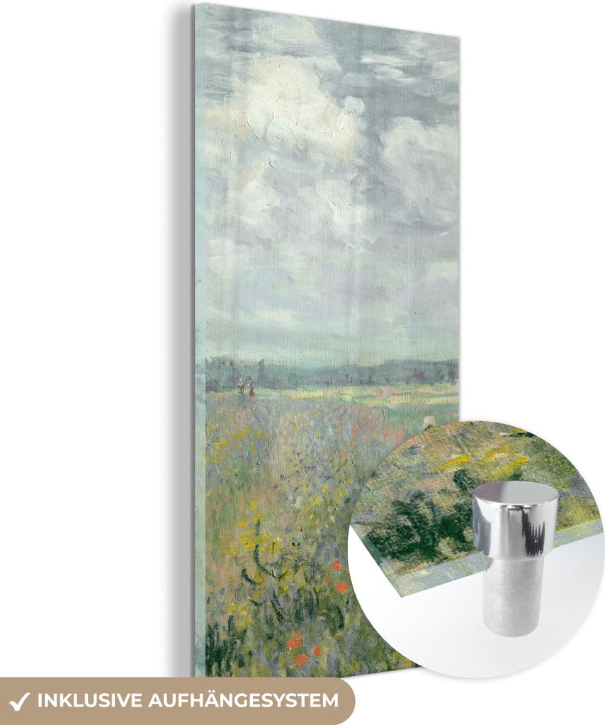 MuchoWow Glasbilder - Bilder auf Wandbild - Foto auf Glas Claude Money - Mohnfelder - Kunst - Alte Meister 40x80 cm Wanddekoration aus Glas - Acryl...