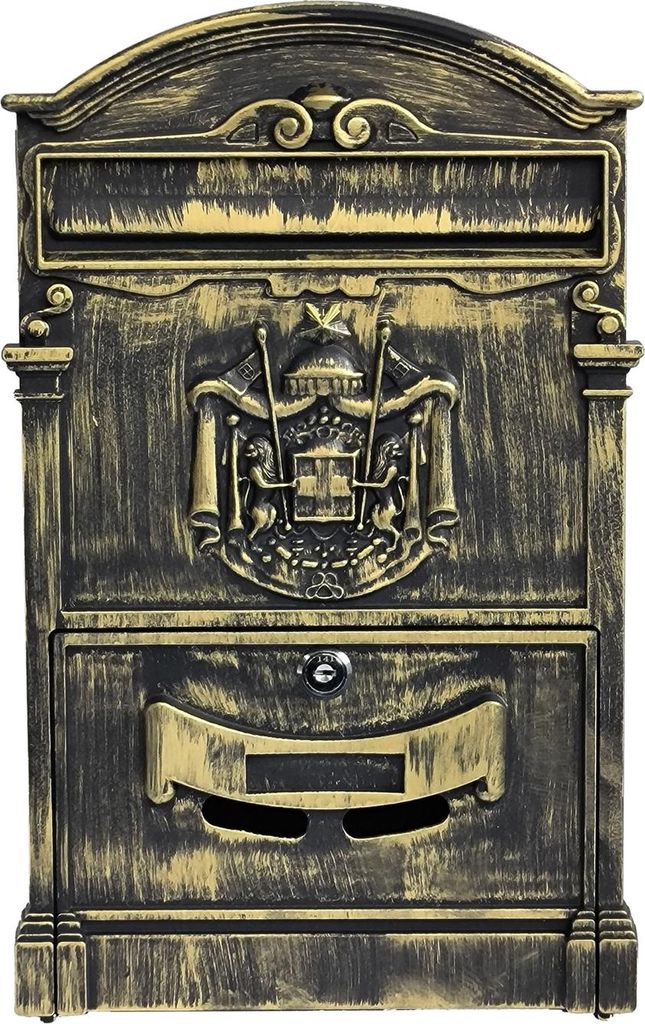 Antiker Stahl Briefkasten Amin 25,5x41x9 cm mit Brieföffnung 23,5x4 cm