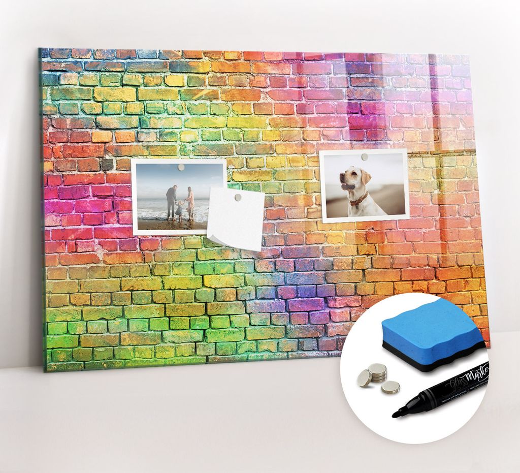 Magnetpinnwand Memoboard - Zubehörsatz - Schwarzer Marker + Schwamm + Magnete - 60 x 40 cm - Bemalte Wand
