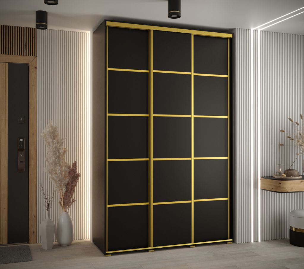 Kleiderschrank YVONA 4 - 150/45 cm, schwarz/gold