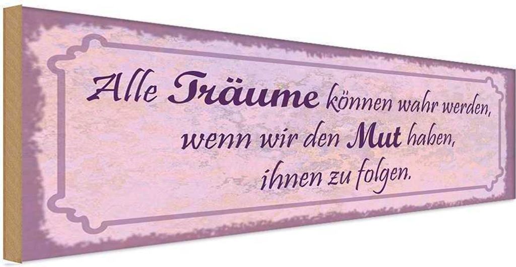 vianmo Holzschild 10x27 cm alle Träume können wahr werden Produktbild 