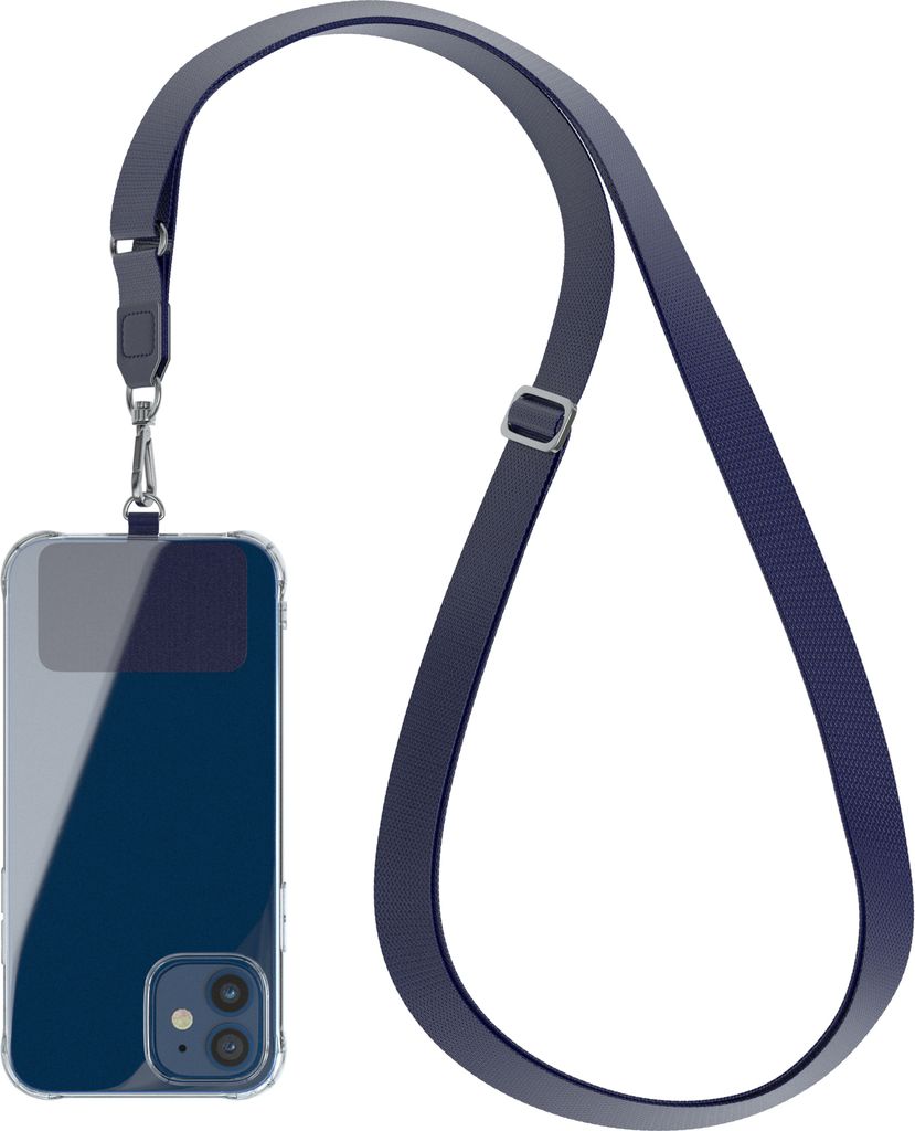 EAZY CASE Universal Handykette kompatibel mit allen Smartphones, Kette zum Umhängen, Handyband mit Hülle, mit Karabiner in Blau