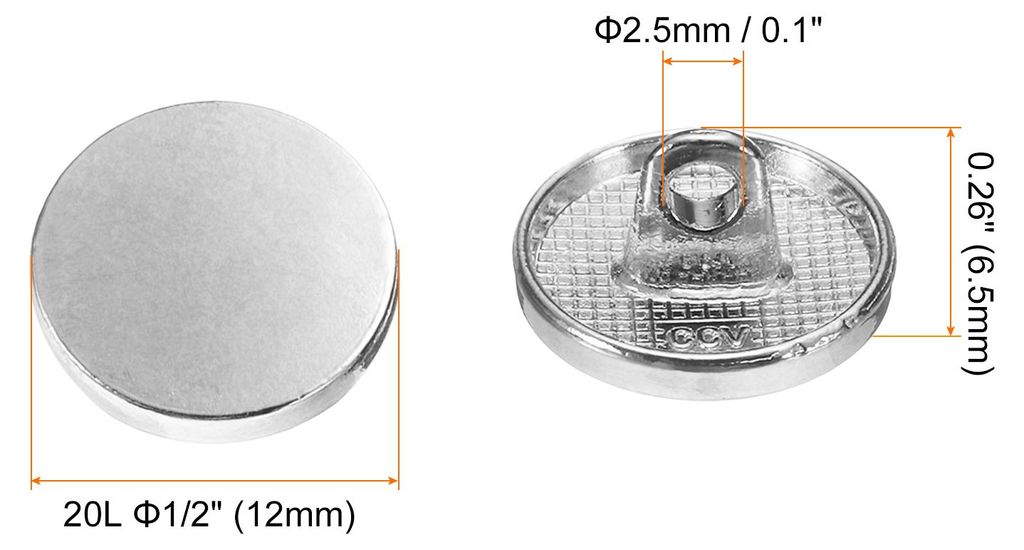 10 Stš¹ck Kn?pfe 12mm Metall Flache Buttons zum Ann?hen Runde Bastelkn?pfe fš¹r Bekleidung Hosen Mantel Jacken Blazer Hemd Anzš¹ge Dekorieren...