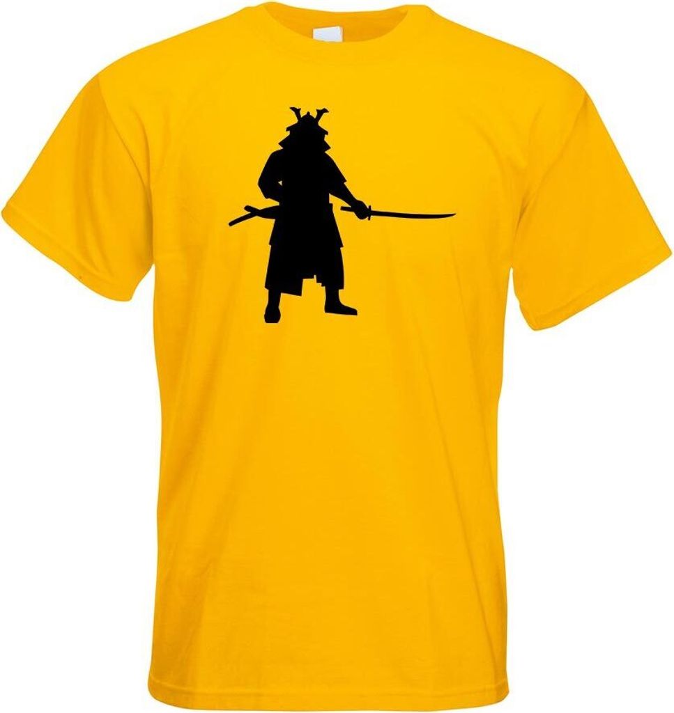 Kiwistar - T-Shirt - gelb - Samurai Bushi Kämpfer Motiv Bedruckt Funshirt Design Print - mit Motiv Bedruckt - Funshirt Design - Sport - Freizeit -...