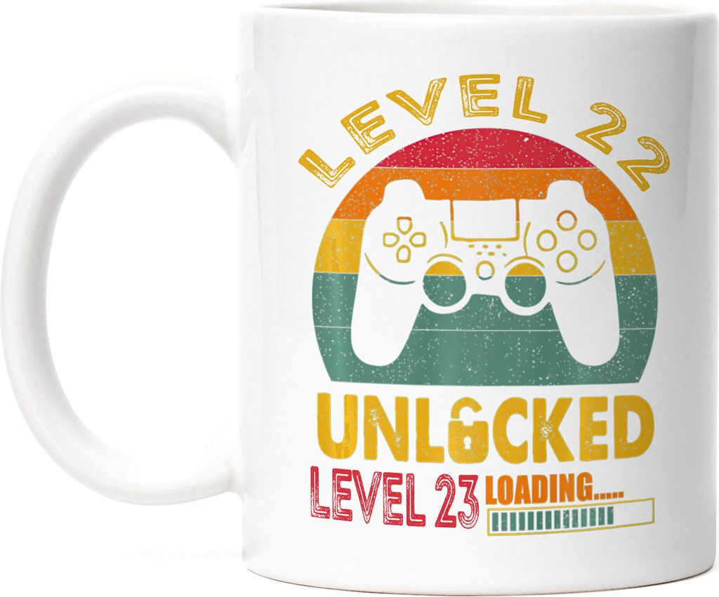 Level 22 Unlocked Level 23 Loading Tasse Weiß 22. Geburtstag Konsole Happy Birthday Controller Gamepad Spiel