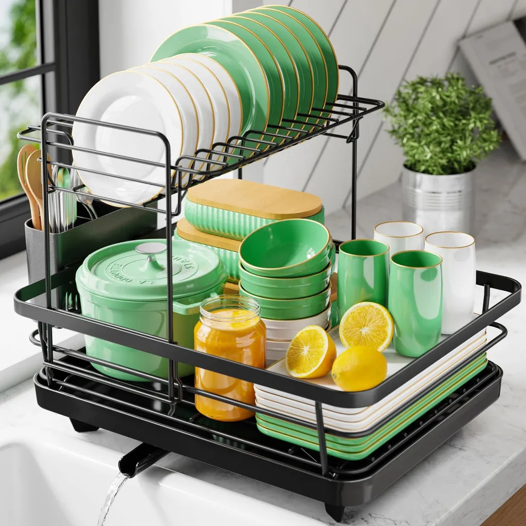 Fini la vaisselle entassée : Égouttoir inox XL robuste à 2 étages pratique