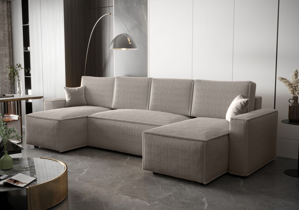 BEDANTE Ecksofa U AMBRO Poso 100 mit Schlaffunktion U-Form, Sofa mit Stauraum, Bettkasten, Wohnzimmersofa, Couch, Sofa, Bettsofa