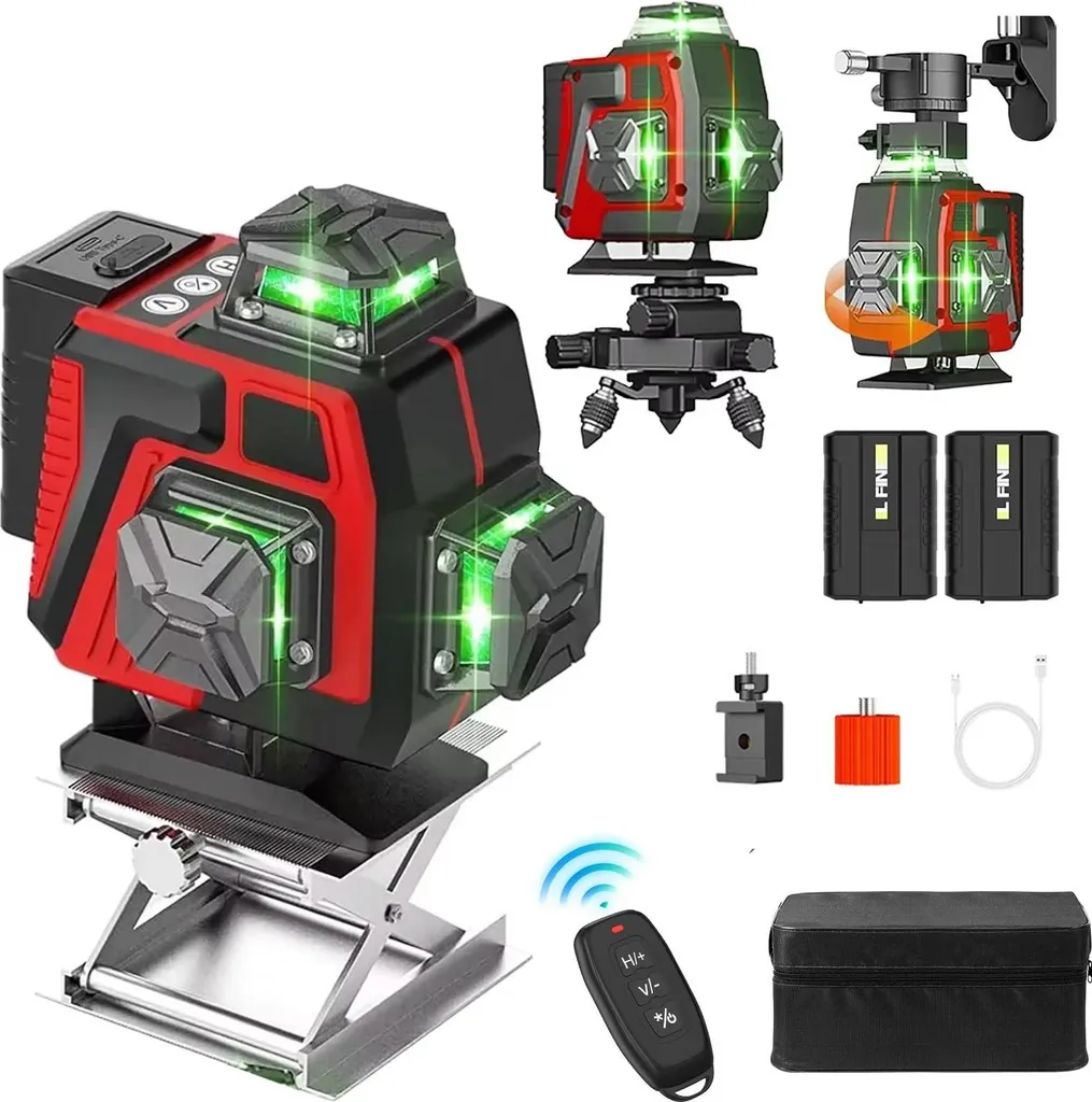 Alignement parfait garanti avec ce laser 16 lignes vert auto-nivelant 360