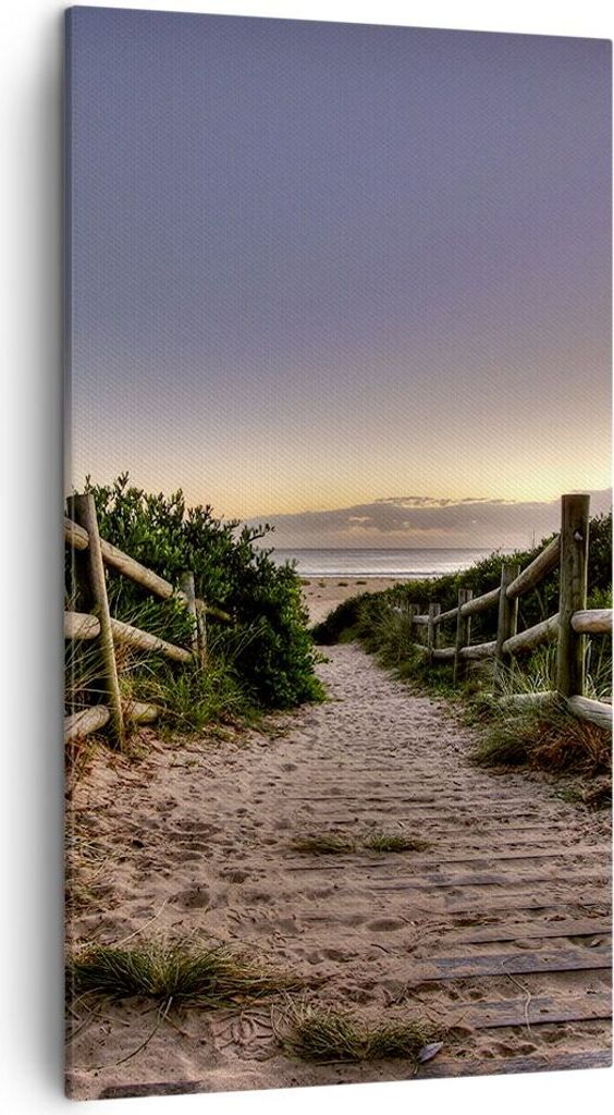 Bild auf Leinwand - Leinwandbild - Pfad Landschaft Himmel - 45x80cm - Wand Bild - Wanddeko - Leinwanddruck - Bilder - Kunstdruck - Wanddekoration -...