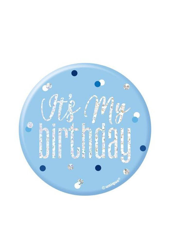Sparkling Blue Its my Birthday Anstecker 7cm