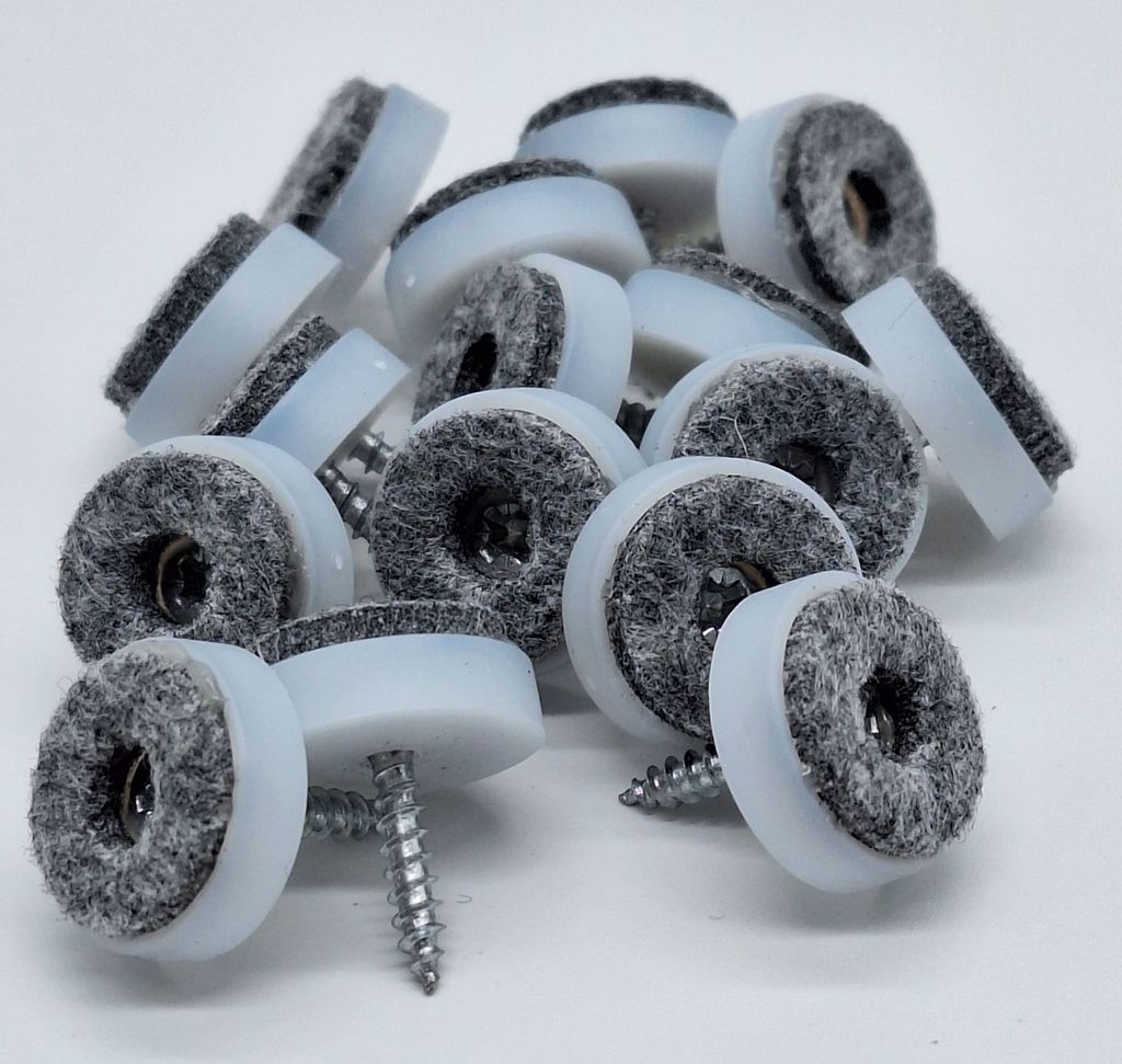 16 Stk Filzgleiter Möbelgleiter Stuhlgleiter weiß mit Schraube Ø 24 mm