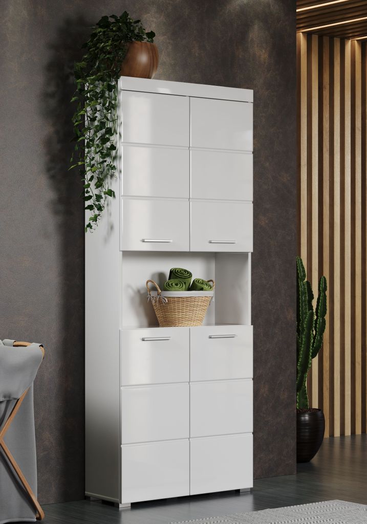 trendteam Bad Hochschrank Amanda Weiß Melamin/Weiß Produktbild 7