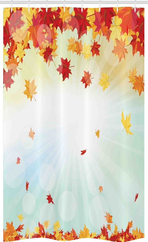 ABAKUHAUS Herbst Schmaler Duschvorhang, Fallen Maple Leaves, Badezimmer Deko Set aus Stoff mit Haken, 120 x 180 cm, Mehrfarbig