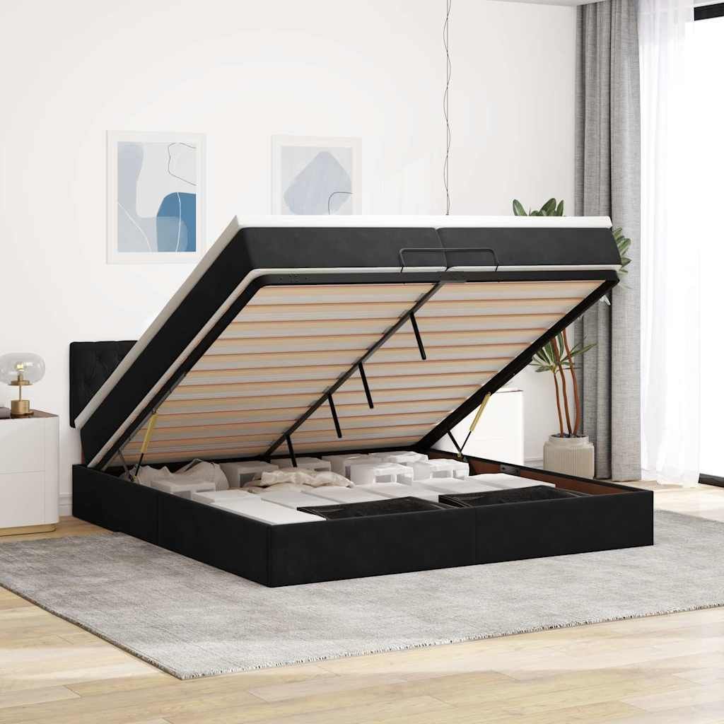 Maison Exclusive - Ottoman-Bett mit Matratze Schwarz 200x200 cm Samt