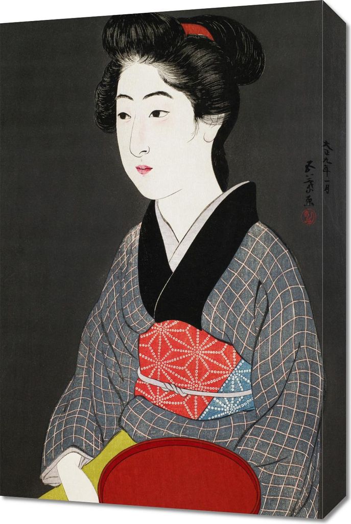 Bild 40x60cm Kellnerin, Hashiguchi Japanisch Vintage für das Wohnzimmer